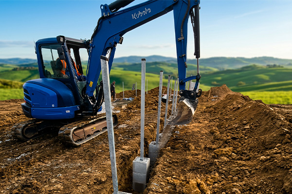 ako si ulahcit podklad pod gabion - zabetonujte stlpiky do betonovych tvarnic