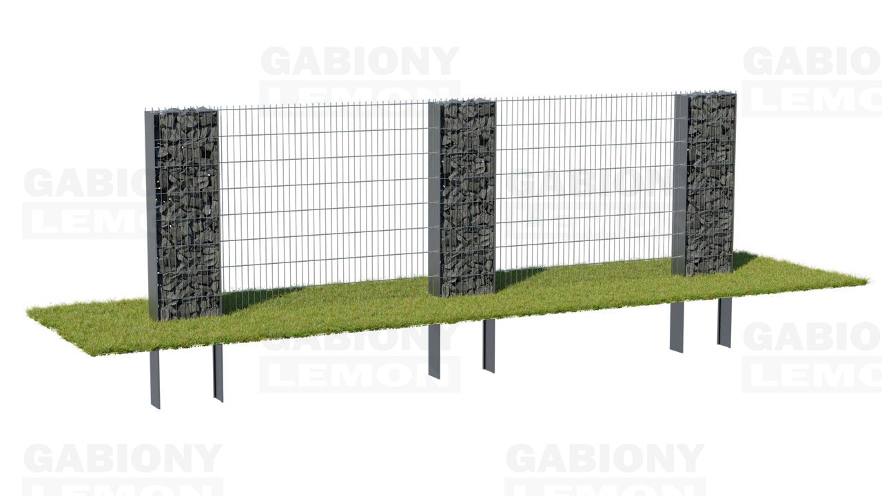 gabionový stĺpik s 2D plotovým panelom